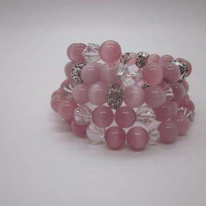 Pink Cats Eye Memory Bracelet